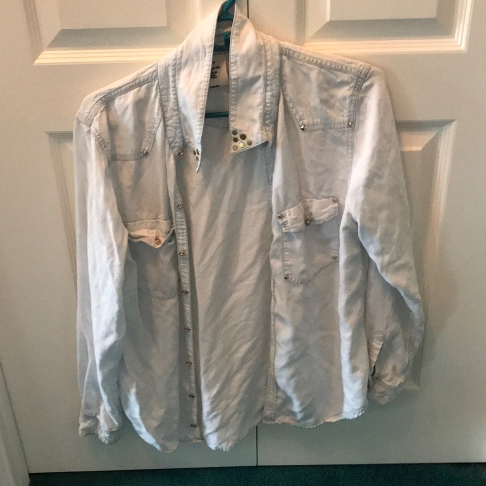 Light Blue Denim Jacket Women Size  8